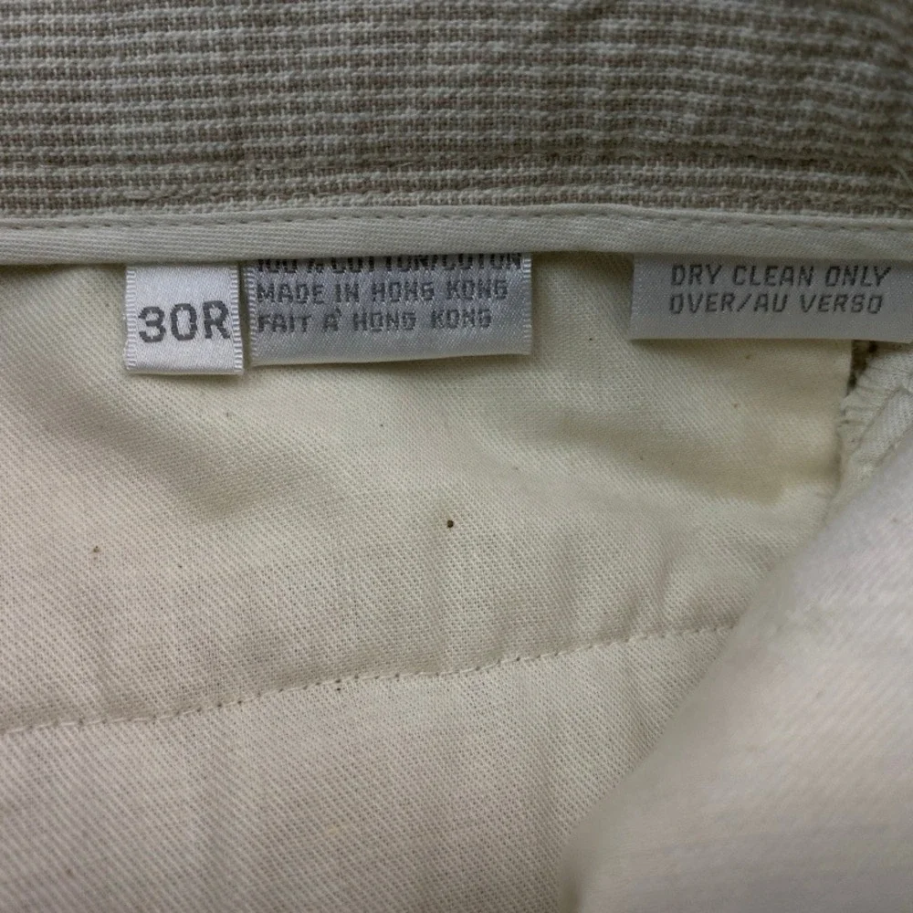 NWT VTG Claiborne Dress Pants Men 30R Beige Micro Check Pleated Cuffed Cotton